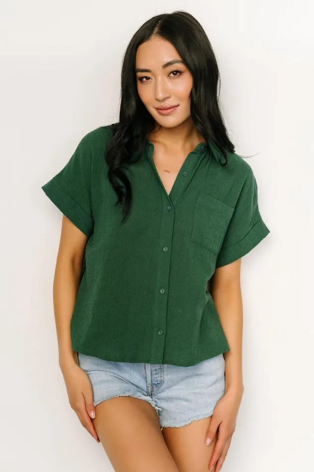 Women Hammond Short Sleeve Top Dark Green Baltic Born Blouses and Shirts