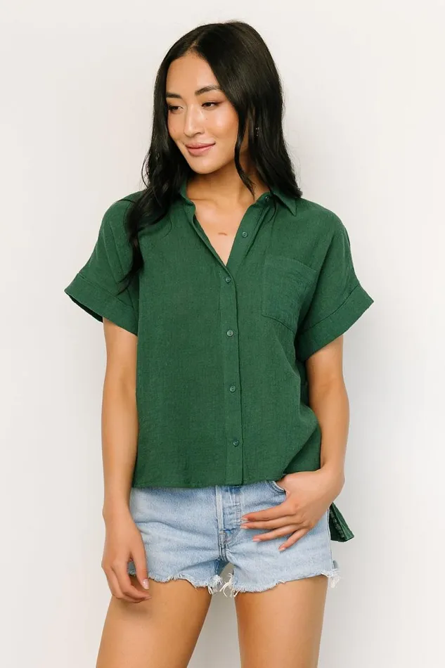 Women Hammond Short Sleeve Top Dark Green Baltic Born Blouses and Shirts