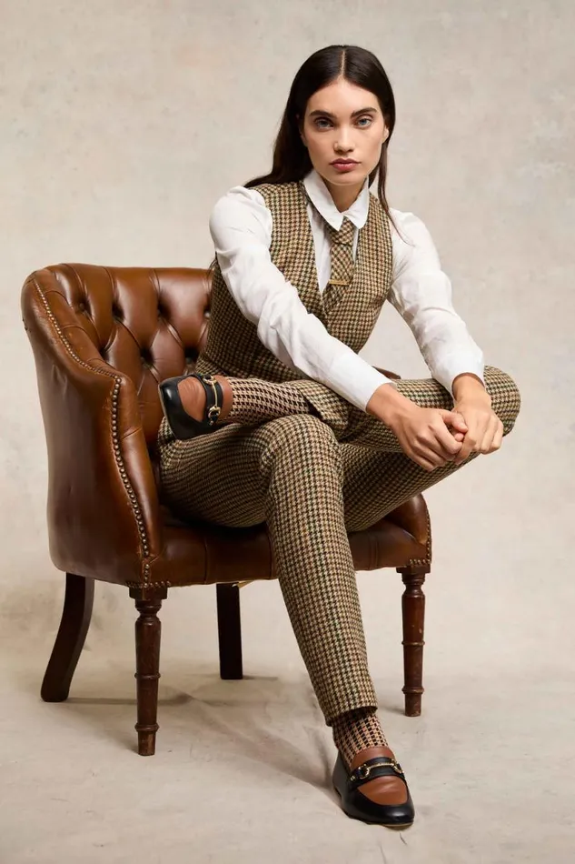 Women Hampton Waistcoat Hailes Green Tweed Holland Cooper Tailoring