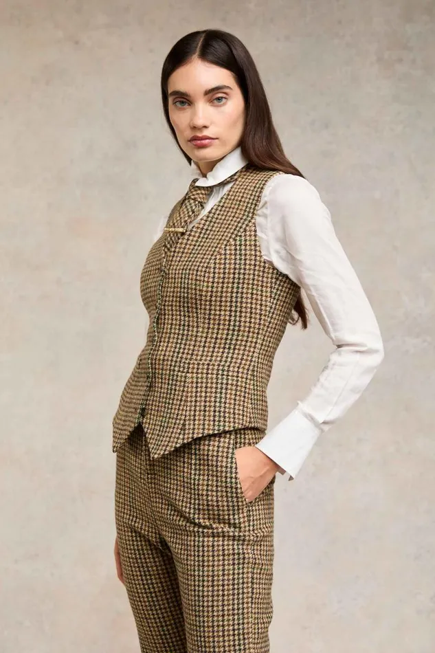 Women Hampton Waistcoat Hailes Green Tweed Holland Cooper Tailoring