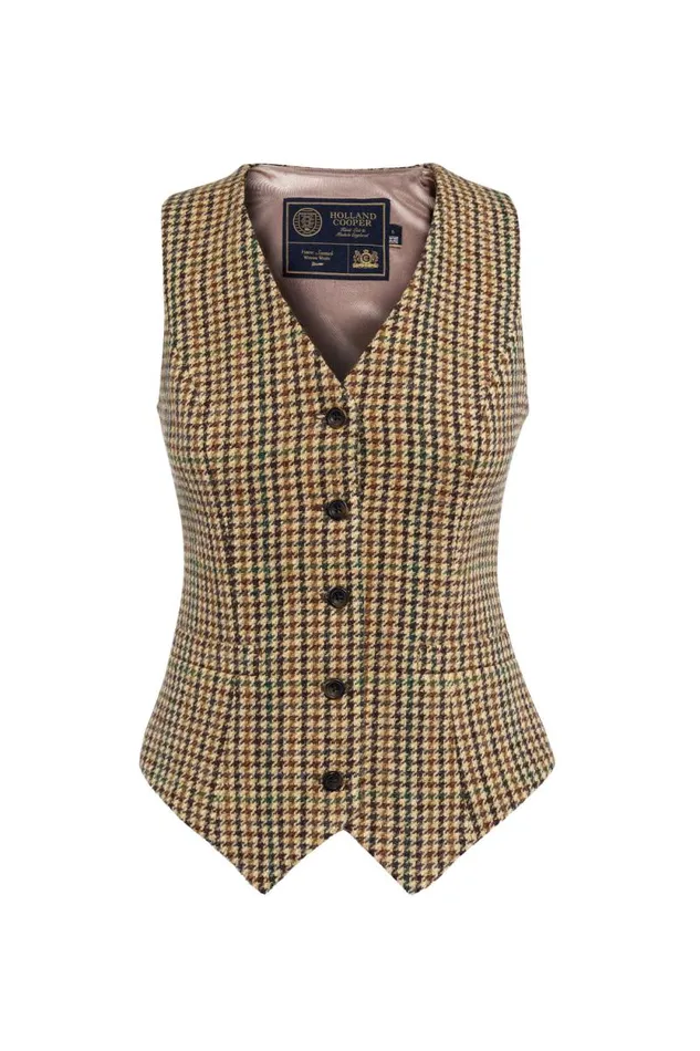 Women Hampton Waistcoat Hailes Green Tweed Holland Cooper Tailoring