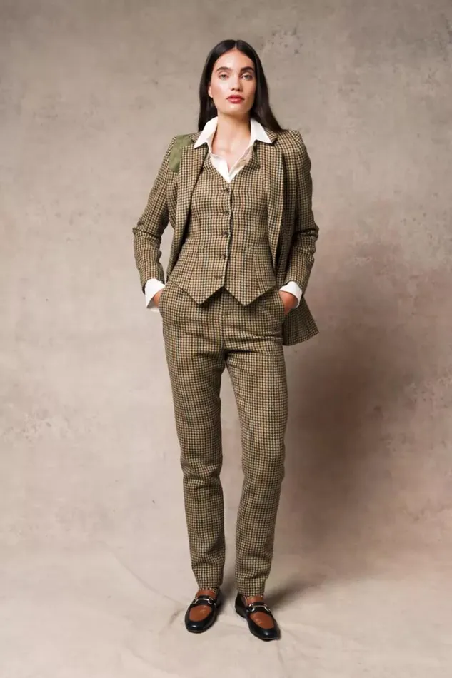 Women Hampton Waistcoat Hailes Green Tweed Holland Cooper Tailoring
