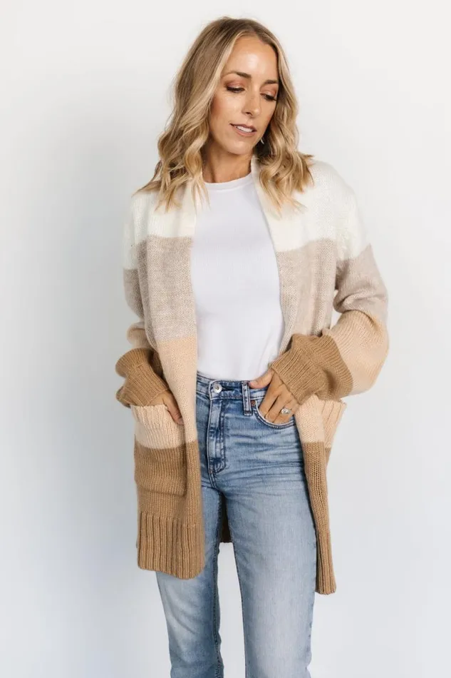 Women Harrison Stripe Knit Cardigan Ivory Multi Baltic Born Cardigans