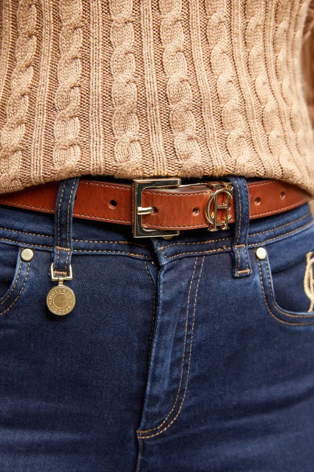 Women HC Slim Logo Belt Tan Holland Cooper Belts