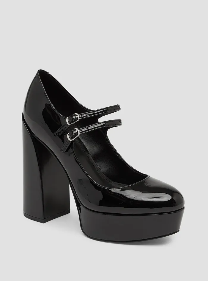 Women Heels GUESS Black Patent Callyna Heels
