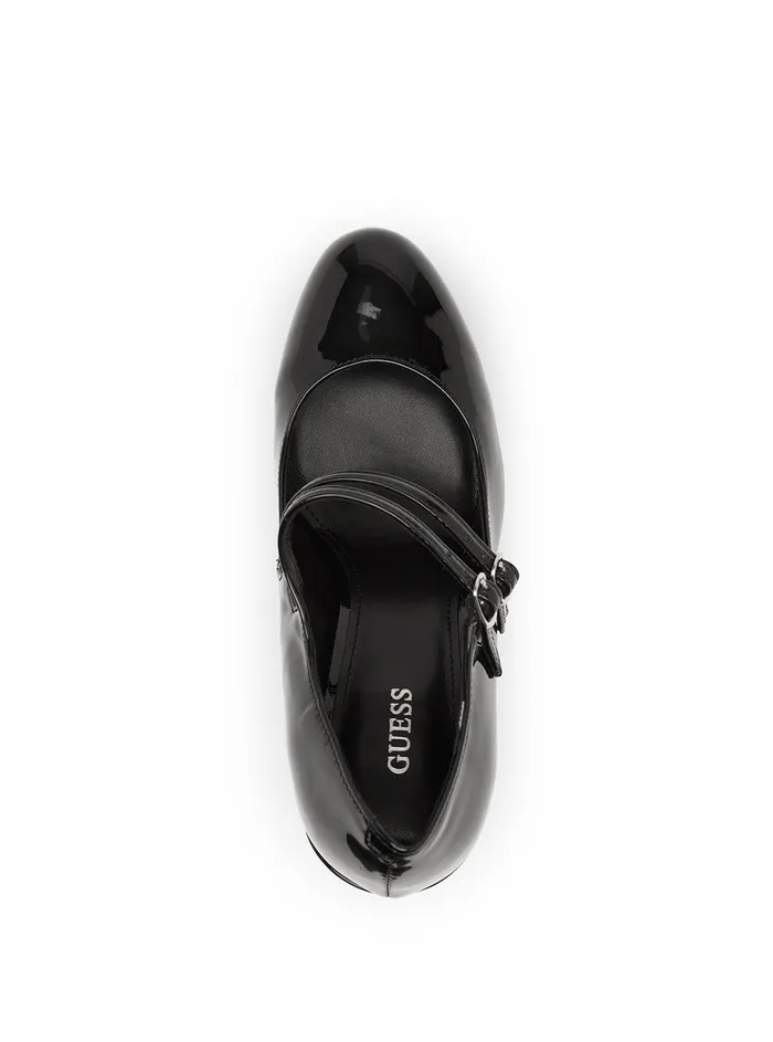 Women Heels GUESS Black Patent Callyna Heels