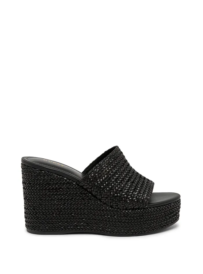 Women Heels GUESS Black Yenisa Woven Wedge Sandal