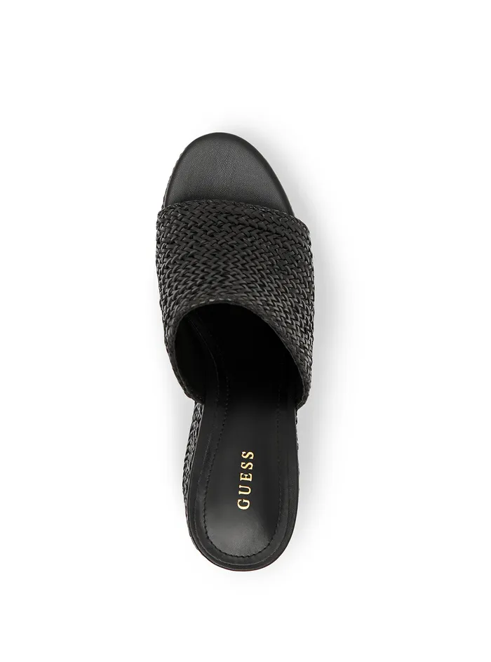 Women Heels GUESS Black Yenisa Woven Wedge Sandal
