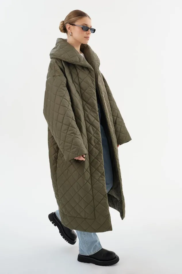 Women HENDRIKA Oversized Quilted Coat Sage LAMARQUE Puffers
