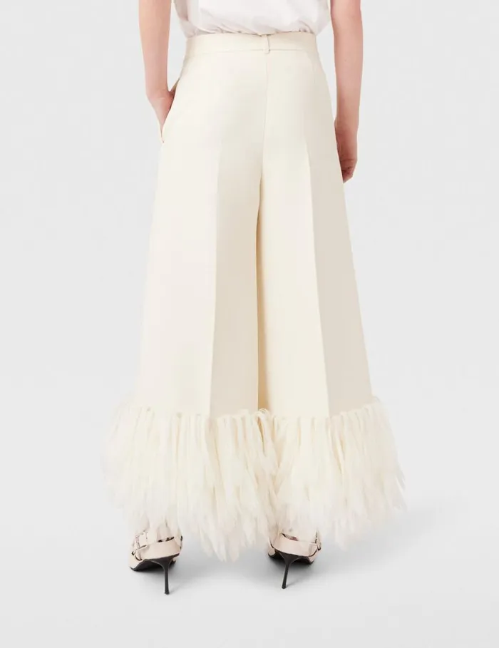 Women HighRise WideLeg Feather Pants Cream White Stella McCartney Pants And Shorts Women HighRise WideLeg Feather Pants Cream White Stella McCartney Pants And Shorts