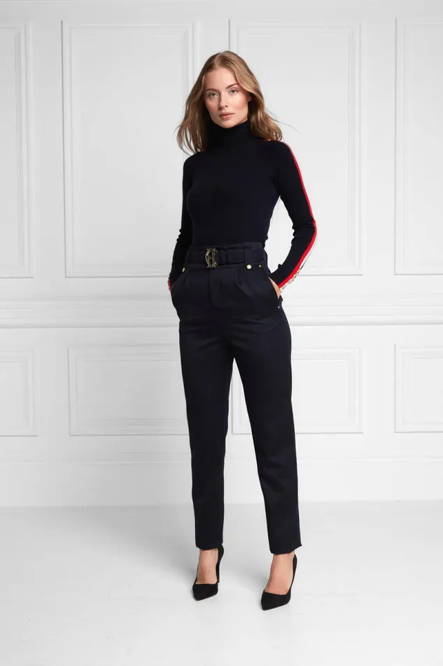 Women High Waisted Peg Trouser Navy Barathea Holland Cooper Tailoring Women High Waisted Peg Trouser Navy Barathea Holland Cooper Tailoring
