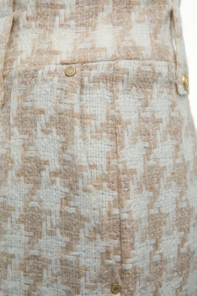 Women High Waisted Straight Trouser Camel Houndstooth Holland Cooper Tailoring Women High Waisted Straight Trouser Camel Houndstooth Holland Cooper Tailoring