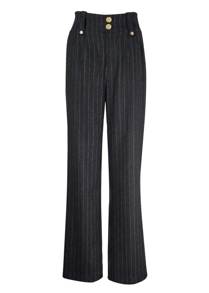 Women High Waisted Straight Trouser Charcoal Pinstripe Holland Cooper Tailoring Women High Waisted Straight Trouser Charcoal Pinstripe Holland Cooper Tailoring