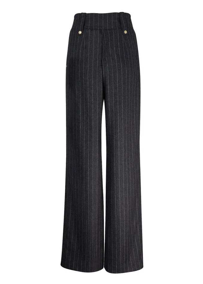 Women High Waisted Straight Trouser Charcoal Pinstripe Holland Cooper Tailoring Women High Waisted Straight Trouser Charcoal Pinstripe Holland Cooper Tailoring