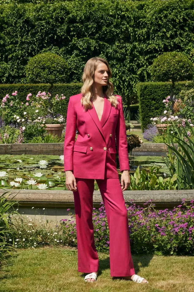 Women High Waisted Straight Trouser Hot Pink Barathea Holland Cooper Tailoring Women High Waisted Straight Trouser Hot Pink Barathea Holland Cooper Tailoring