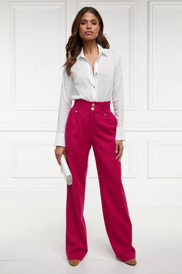Women High Waisted Straight Trouser Hot Pink Barathea Holland Cooper Tailoring Women High Waisted Straight Trouser Hot Pink Barathea Holland Cooper Tailoring