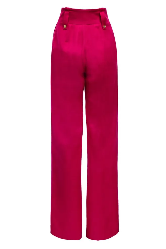 Women High Waisted Straight Trouser Hot Pink Barathea Holland Cooper Tailoring Women High Waisted Straight Trouser Hot Pink Barathea Holland Cooper Tailoring
