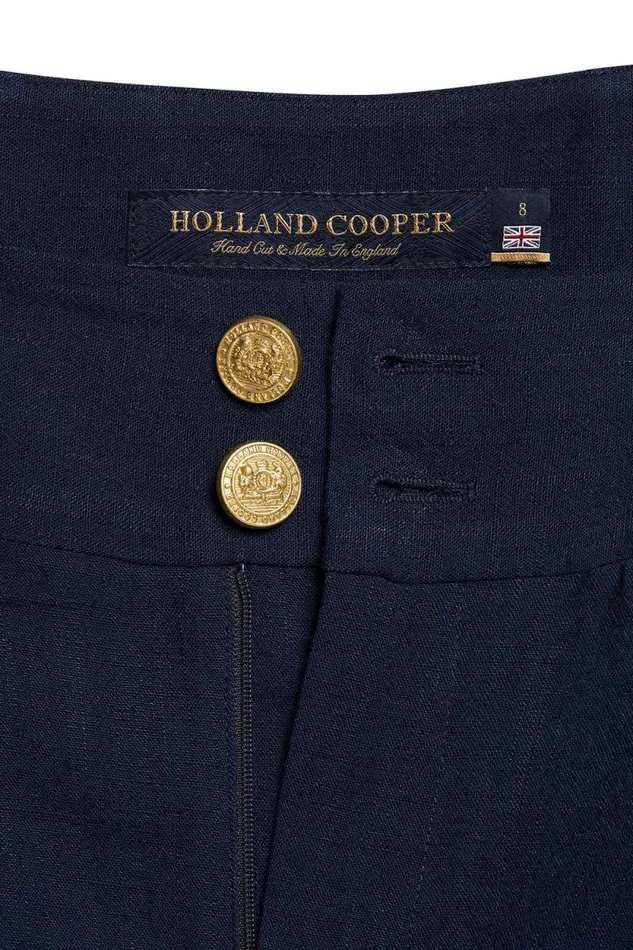 Women High Waisted Straight Trouser Navy Linen Holland Cooper Tailoring Women High Waisted Straight Trouser Navy Linen Holland Cooper Tailoring