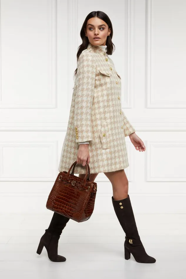 Women Highbury Cape Coat Camel Houndstooth Holland Cooper Tailoring