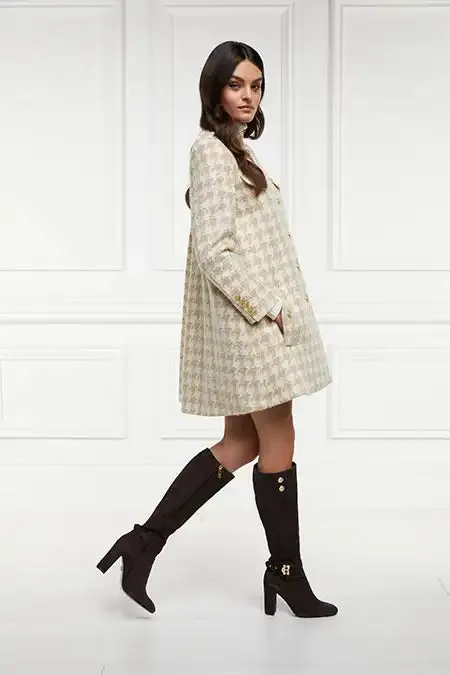Women Highbury Cape Coat Camel Houndstooth Holland Cooper Tailoring