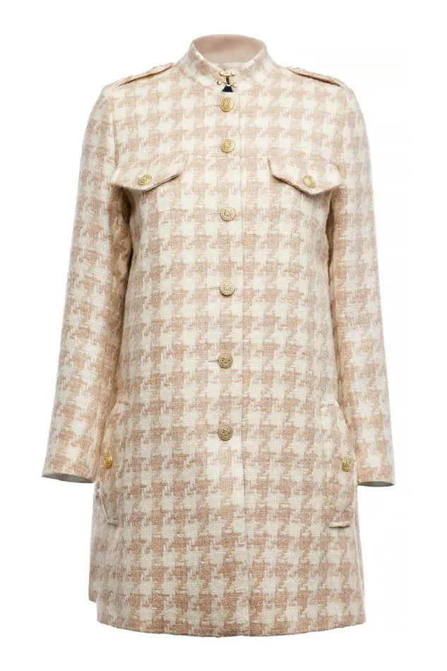 Women Highbury Cape Coat Camel Houndstooth Holland Cooper Tailoring