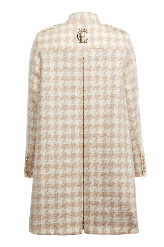 Women Highbury Cape Coat Camel Houndstooth Holland Cooper Tailoring