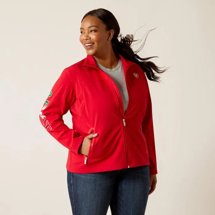 Women Jackets and Vests Ariat Classic Team Softshell MEXICO Jacket Red Women Jackets and Vests Ariat Classic Team Softshell MEXICO Jacket Red