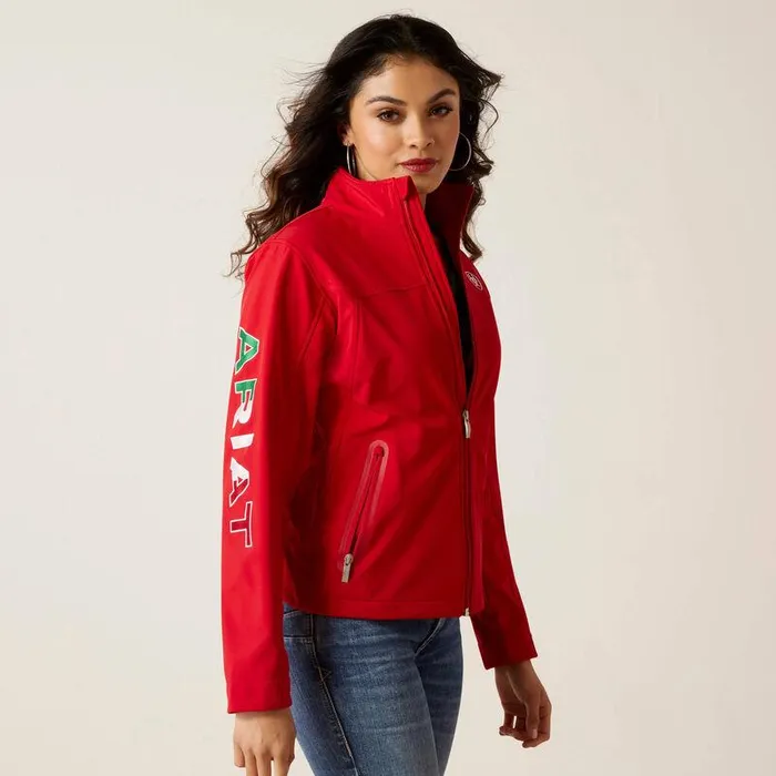 Women Jackets and Vests Ariat Classic Team Softshell MEXICO Jacket Red Women Jackets and Vests Ariat Classic Team Softshell MEXICO Jacket Red