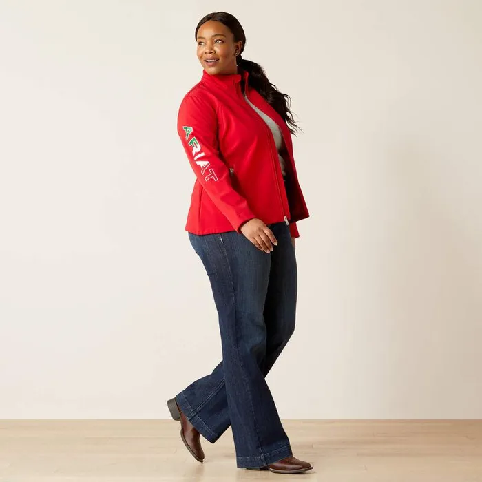 Women Jackets and Vests Ariat Classic Team Softshell MEXICO Jacket Red Women Jackets and Vests Ariat Classic Team Softshell MEXICO Jacket Red