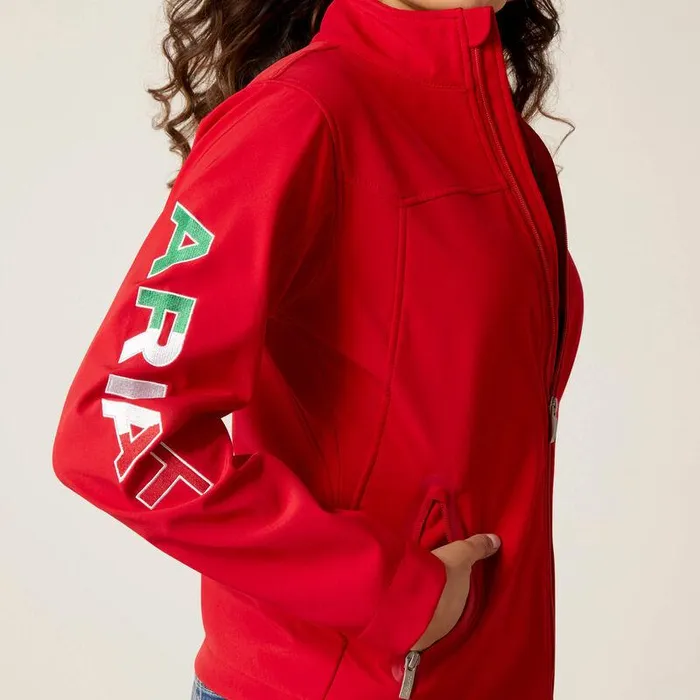 Women Jackets and Vests Ariat Classic Team Softshell MEXICO Jacket Red Women Jackets and Vests Ariat Classic Team Softshell MEXICO Jacket Red