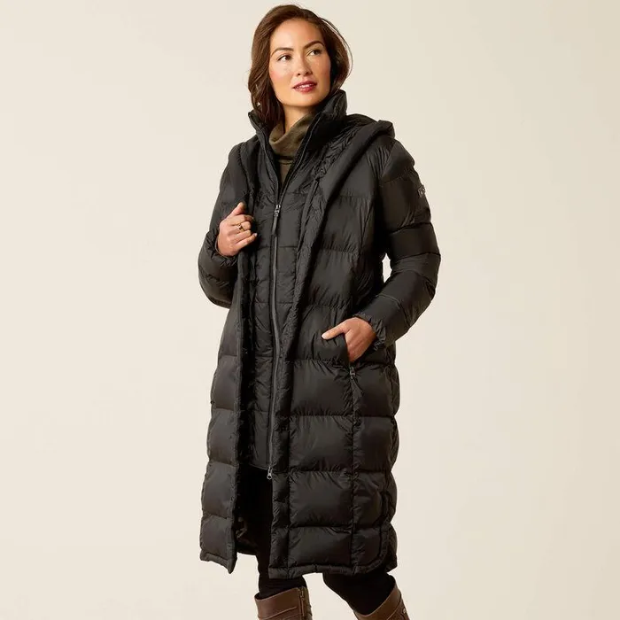 Women Jackets and Vests Ariat Norfolk Long Puffa Coat Black