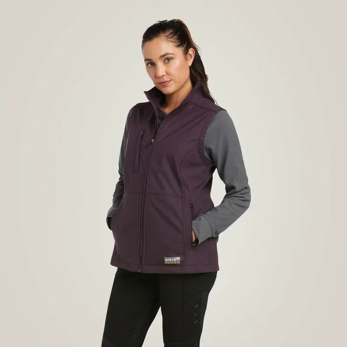 Women Jackets and Vests Ariat Rebar Stretch Canvas Softshell Vest Plum Perfect