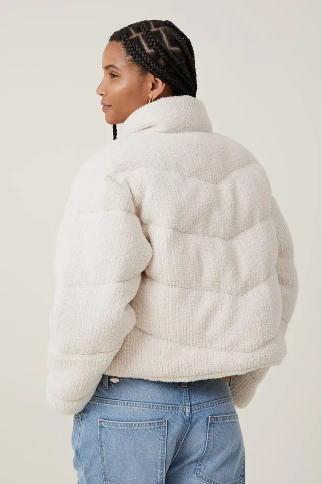 Women Jackets Cotton On Teddy Bomber Ivory