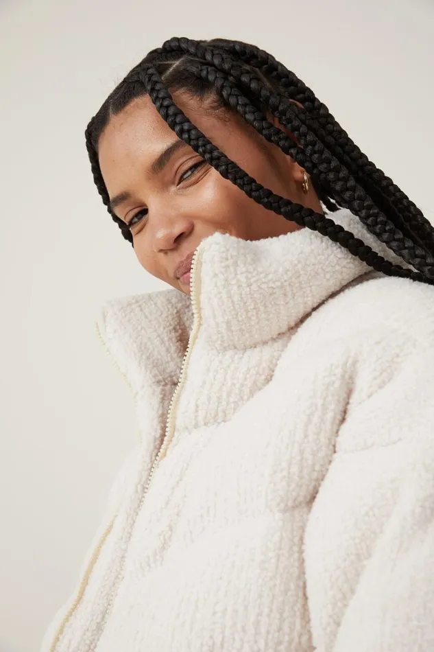 Women Jackets Cotton On Teddy Bomber Ivory