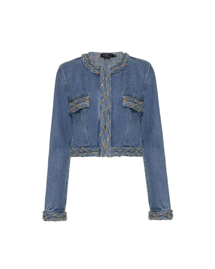 Women Jackets PatBO Braided Denim Cropped Jacket Denim