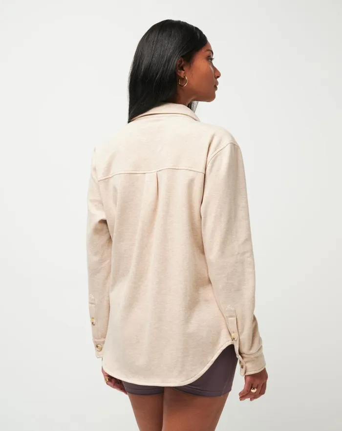 Women Jackets TravisMathew CLOUD FLEECE SHACKET Heather Natural