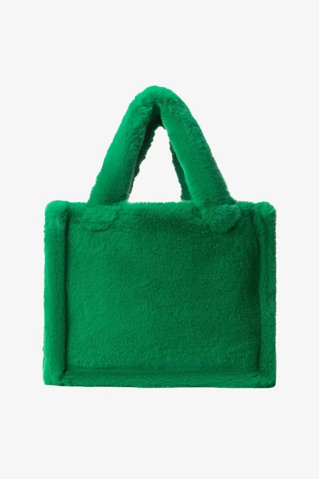 Women JADE Faux Fur Tote Bag Vibrant Green LAMARQUE Bags