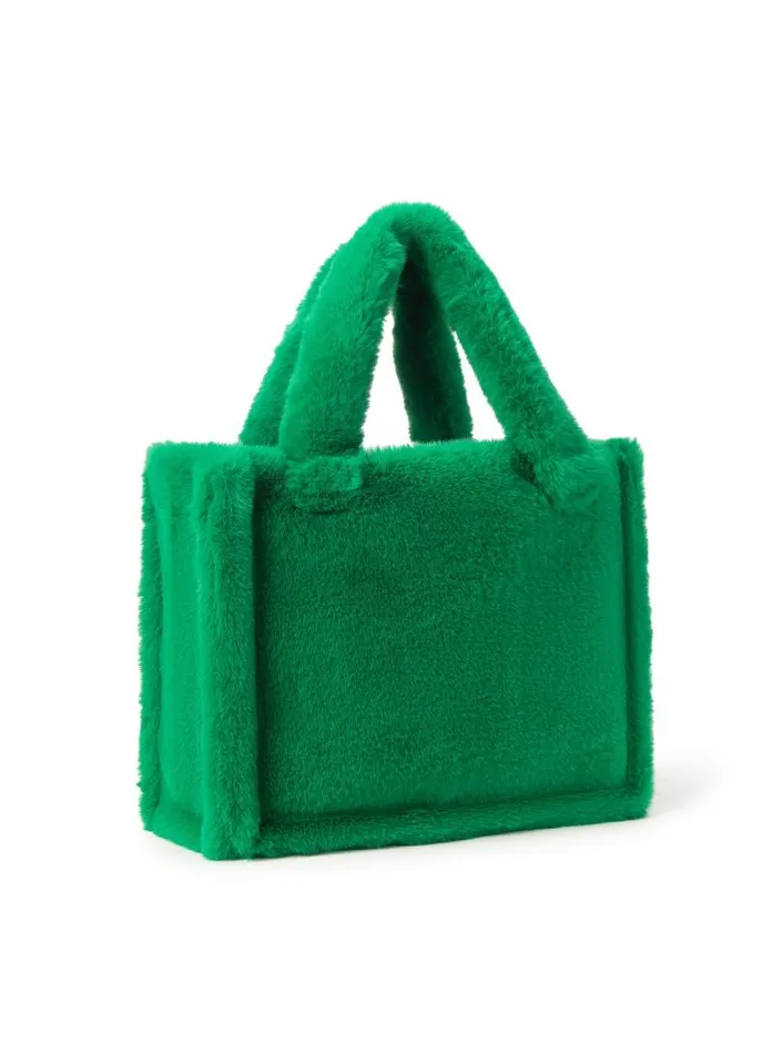 Women JADE Faux Fur Tote Bag Vibrant Green LAMARQUE Bags Women JADE Faux Fur Tote Bag Vibrant Green LAMARQUE Bags