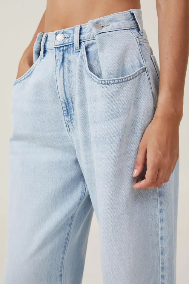 Women Jeans Cotton On Adjustable Wide Jean Crystal Blue