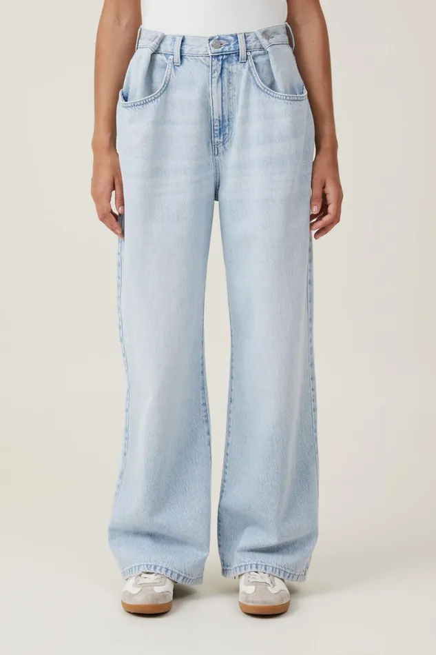 Women Jeans Cotton On Adjustable Wide Jean Crystal Blue