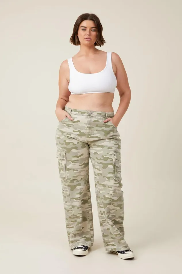 Women Jeans Cotton On Cargo Wide Leg Jean Camo
