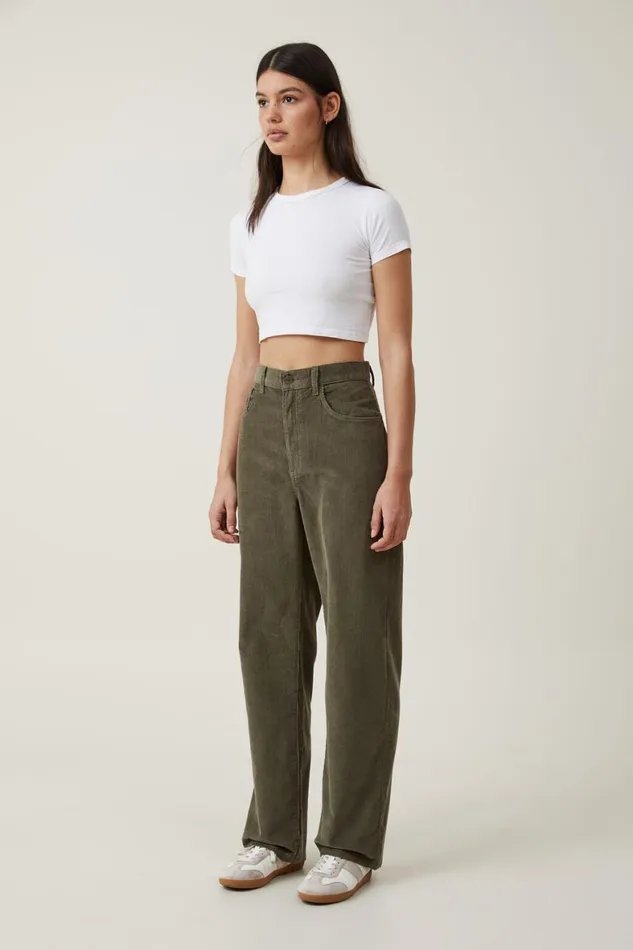 Women Jeans Cotton On Cord Straight Jean Woodland