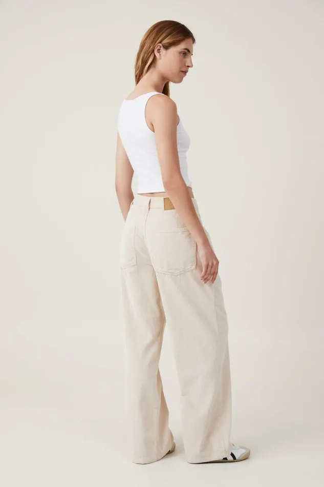 Women Jeans Cotton On Cord Super Baggy Leg Jean Porcelain