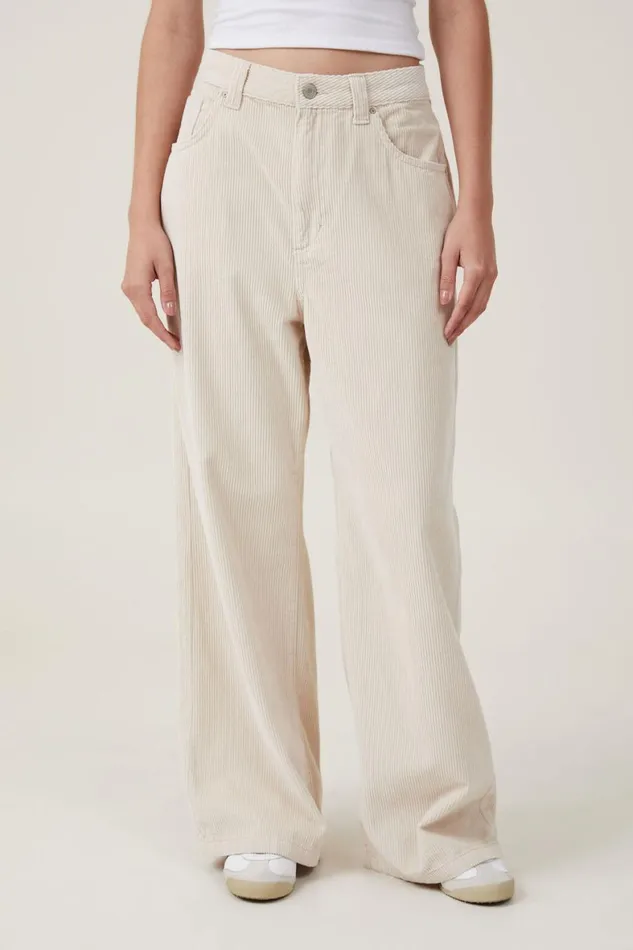 Women Jeans Cotton On Cord Super Baggy Leg Jean Porcelain