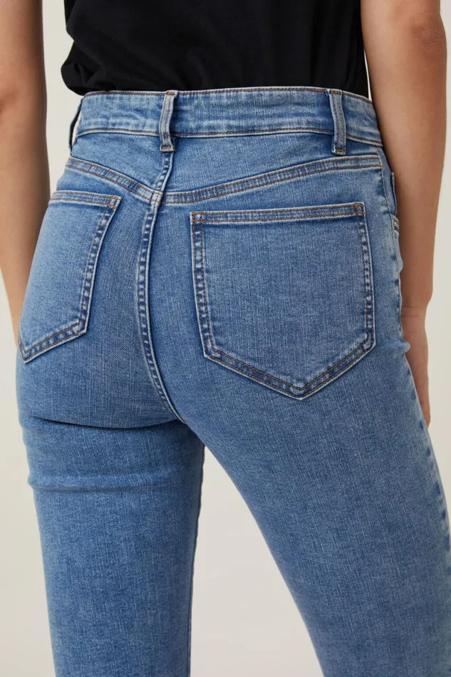 Women Jeans Cotton On High Rise Skinny Jean Sea Blue