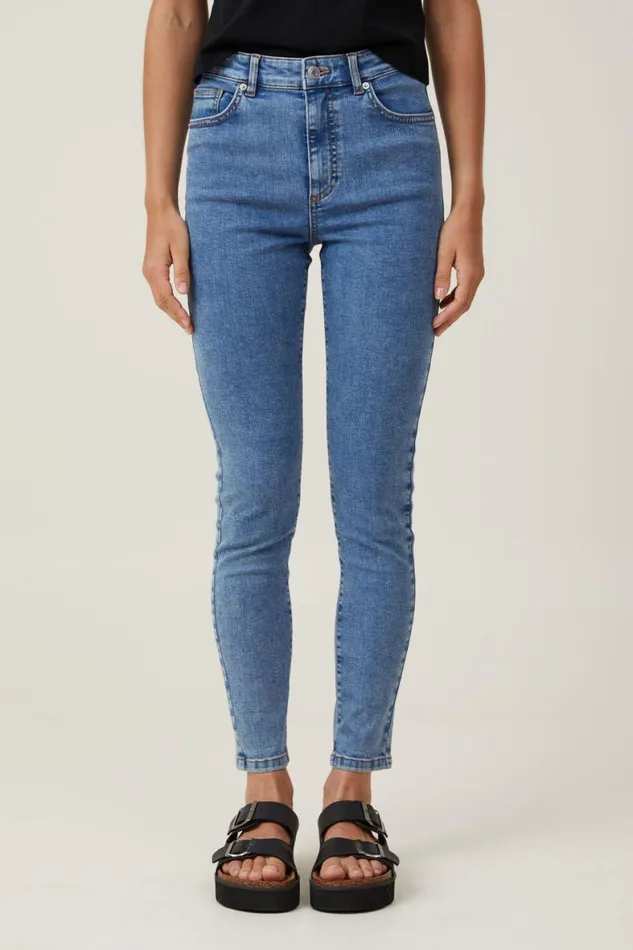 Women Jeans Cotton On High Rise Skinny Jean Sea Blue