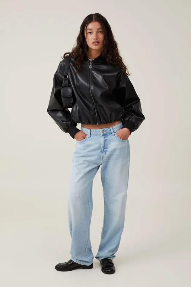 Women Jeans Cotton On Original Straight Jean Air Blue Worn