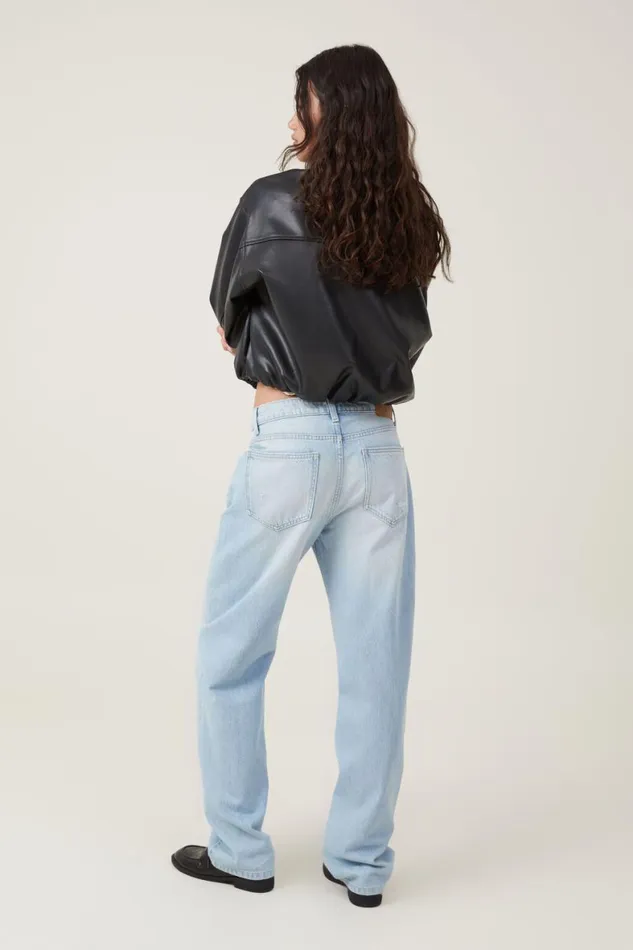 Women Jeans Cotton On Original Straight Jean Air Blue Worn