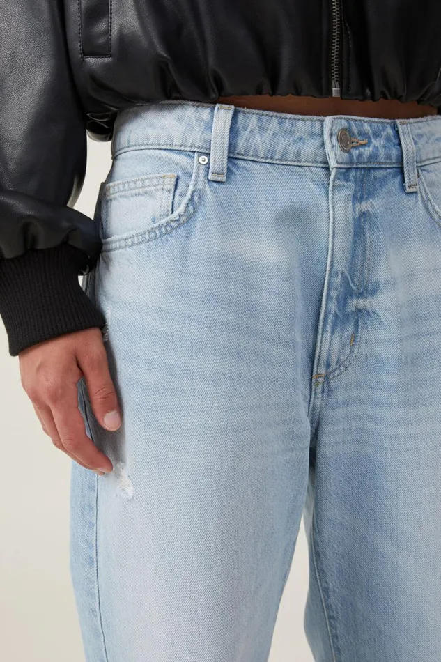 Women Jeans Cotton On Original Straight Jean Air Blue Worn