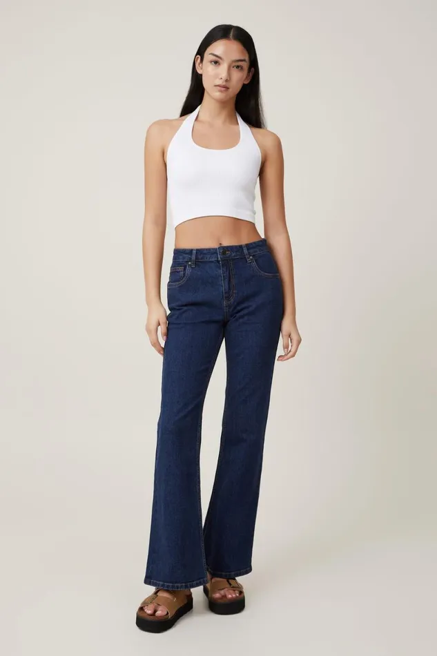 Women Jeans Cotton On Stretch Bootcut Flare Jean Rinse Blue